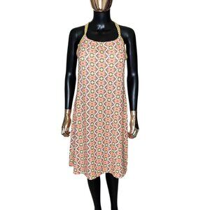 Prana Abstract Geometric Print Halter Dress Shelf Bra XL